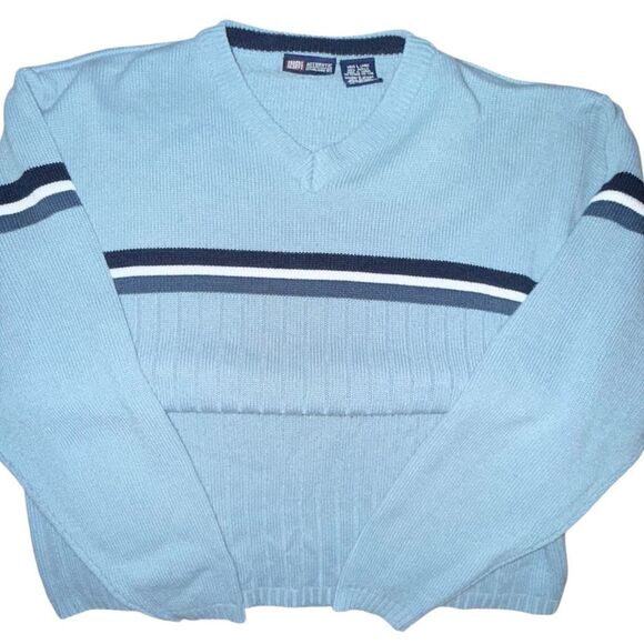 Men’s Vintage Large v-neck Faded Glory striped Fall Winter sweater - Picture 1 of 6